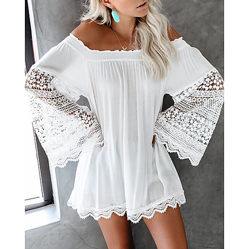 Women's A Line Dress Short Mini Dress White Long Sleeve Solid Color Embroidered Smocked Lace Spring Summer Off Shoulder Casual Holiday 2021 S M L XL
Women's A Line Dress Short Mini Dress White Long Sleeve Solid Color Embroidered Smocked Lace Spring Summer Off Shoulder Casual Holiday 2021 S M L XL