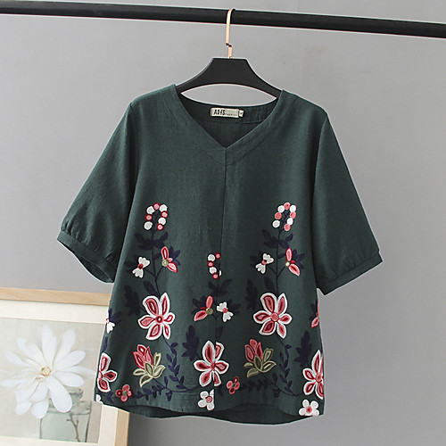 Women's Plus Size Tops T shirt Print Half Sleeve V Neck Bean Green Blushing Pink Dark Green Big Size XL 2XL 3XL 4XL
Women's Plus Size Tops T shirt Print Half Sleeve V Neck Bean Green Blushing Pink Dark Green Big Size XL 2XL 3XL 4XL