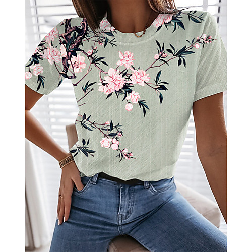 Women's Floral Theme Abstract Painting T shirt Floral Graphic Print Round Neck Basic Tops Green
Women's Floral Theme Abstract Painting T shirt Floral Graphic Print Round Neck Basic Tops Green