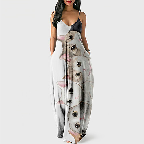 Women's Strap Dress Maxi long Dress Blue Yellow Blushing Pink Light Brown Gray Gold White Light gray Black Sleeveless Cat Print Summer V Neck Casual Loose 2021 XS S M L XL XXL 3XL 4XL
Women's Strap Dress Maxi long Dress Blue Yellow Blushing Pink Light Brown Gray Gold White Light gray Black Sleeveless Cat Print Summer V Neck Casual Loose 2021 XS S M L XL XXL 3XL 4XL