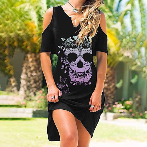 Women's A Line Dress Short Mini Dress Skull 2 Skull 1 Skull 3 Blue Purple Red Rose Red Short Sleeve Pattern Summer Casual 2021 S M L XL XXL
Women's A Line Dress Short Mini Dress Skull 2 Skull 1 Skull 3 Blue Purple Red Rose Red Short Sleeve Pattern Summer Casual 2021 S M L XL XXL