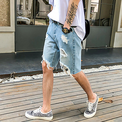 Men's Stylish Sporty Casual / Sporty Streetwear Comfort Daily Sports Jeans Shorts Pants Solid Color Knee Length Pocket Blue
Men's Stylish Sporty Casual / Sporty Streetwear Comfort Daily Sports Jeans Shorts Pants Solid Color Knee Length Pocket Blue