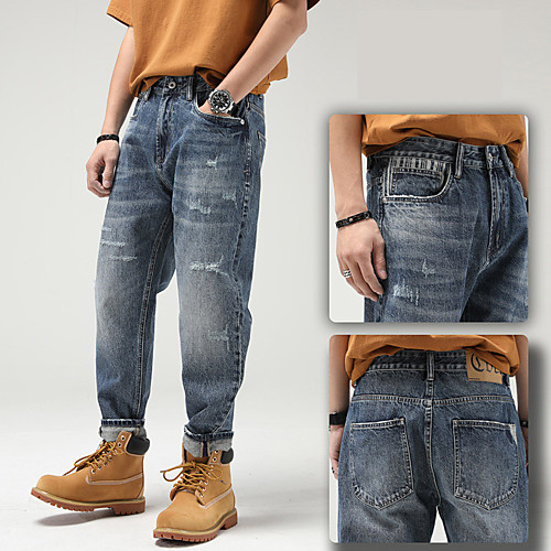 Men's Stylish Sporty Casual / Sporty Streetwear Comfort Daily Sports Pants Jeans Trousers Pants Solid Color Full Length Pocket Light Blue
Men's Stylish Sporty Casual / Sporty Streetwear Comfort Daily Sports Pants Jeans Trousers Pants Solid Color Full Length Pocket Light Blue