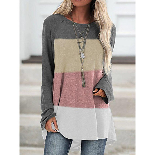 Women's Abstract T shirt Color Block Long Sleeve Print Round Neck Basic Tops Blue Rainbow
Women's Abstract T shirt Color Block Long Sleeve Print Round Neck Basic Tops Blue Rainbow