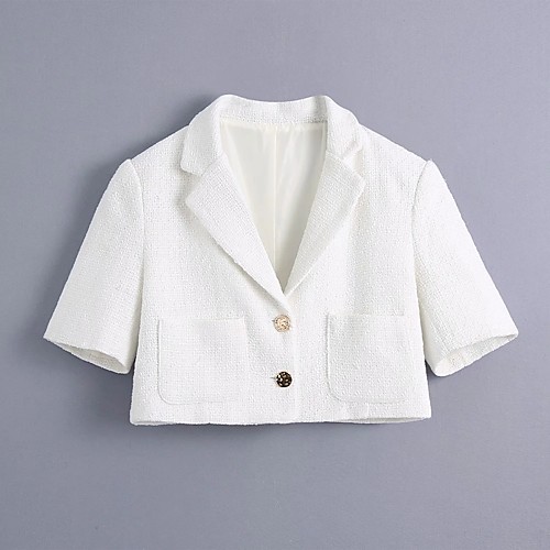 Women's Coat Daily Wear Spring Summer Short Coat Regular Fit Casual / Daily Jacket Solid Color Button White
Women's Coat Daily Wear Spring Summer Short Coat Regular Fit Casual / Daily Jacket Solid Color Button White