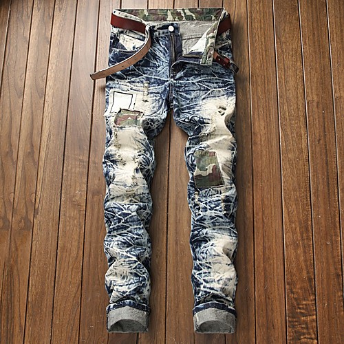 Men's Chino Ripped Casual Daily Jeans Chinos Pants Patchwork Full Length Pocket Patchwork Blue Black Light Blue
Men's Chino Ripped Casual Daily Jeans Chinos Pants Patchwork Full Length Pocket Patchwork Blue Black Light Blue