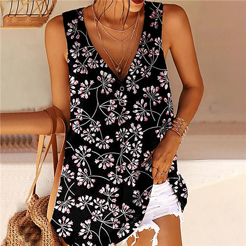 Women's Beach Blouse Tank Top Vest Flower Print V Neck Streetwear Boho Tops Loose Chiffon Blue Blushing Pink Wine
Women's Beach Blouse Tank Top Vest Flower Print V Neck Streetwear Boho Tops Loose Chiffon Blue Blushing Pink Wine