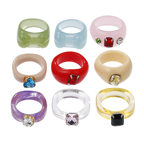 9 Pcs Colorful Resin Rings Set Acrylic Cute Trendy Rings Y2k Style Rings Retro Candy Rings Unique Square Gem Stackable Chunky Ring for Women and Girls js000049-2
9 Pcs Colorful Resin Rings Set Acrylic Cute Trendy Rings Y2k Style Rings Retro Candy Rings Unique Square Gem Stackable Chunky Ring for Women and Girls js000049-2