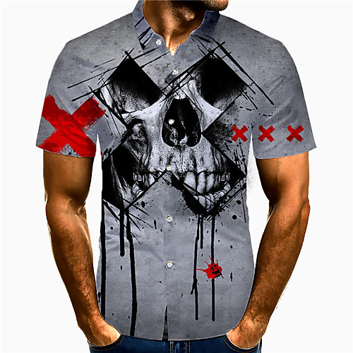 Men's Shirt 3D Print Skull Plus Size 3D Print Button-Down Short Sleeve Casual Tops Casual Fashion Breathable Comfortable Gray / Sports
Men's Shirt 3D Print Skull Plus Size 3D Print Button-Down Short Sleeve Casual Tops Casual Fashion Breathable Comfortable Gray / Sports
