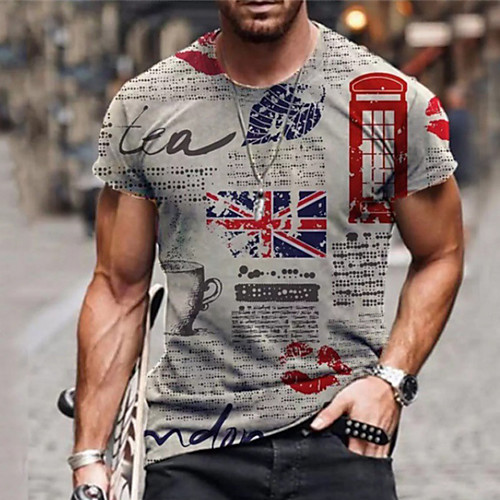 Men's Tee T shirt Shirt 3D Print Graphic Flag Plus Size Short Sleeve Casual Tops Basic Designer Slim Fit Big and Tall Blue Light gray Black / Summer
Men's Tee T shirt Shirt 3D Print Graphic Flag Plus Size Short Sleeve Casual Tops Basic Designer Slim Fit Big and Tall Blue Light gray Black / Summer