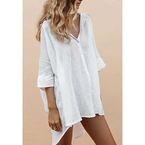Women's Blouse Shirt Plain Asymmetric Button Shirt Collar Basic Streetwear Tops White
Women's Blouse Shirt Plain Asymmetric Button Shirt Collar Basic Streetwear Tops White