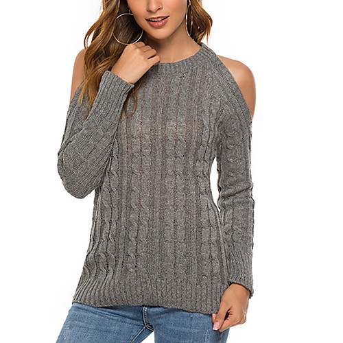 Women's Knitted Solid Color Sweater Long Sleeve Sweater Cardigans Crew Neck Fall Winter Gray
Women's Knitted Solid Color Sweater Long Sleeve Sweater Cardigans Crew Neck Fall Winter Gray