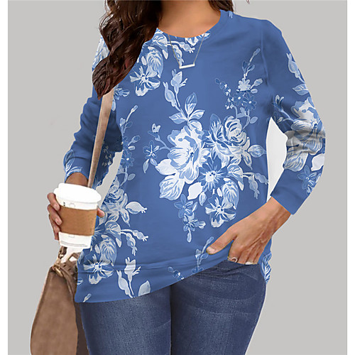 Women's Plus Size Tops Pullover Sweatshirt Floral Graphic Print Long Sleeve Crewneck Basic Blue Big Size XL XXL 3XL 4XL 5XL
Women's Plus Size Tops Pullover Sweatshirt Floral Graphic Print Long Sleeve Crewneck Basic Blue Big Size XL XXL 3XL 4XL 5XL