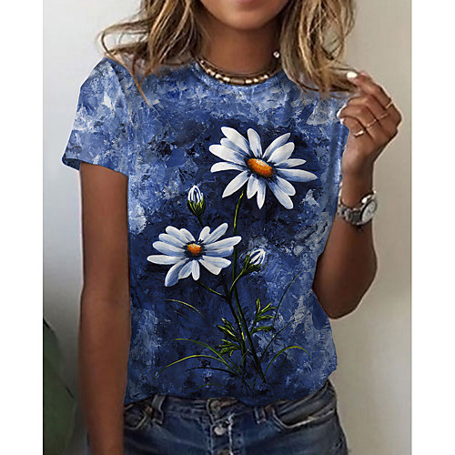 Women's Floral Theme Abstract Painting T shirt Floral Tie Dye Daisy Print Round Neck Basic Tops Blue
Women's Floral Theme Abstract Painting T shirt Floral Tie Dye Daisy Print Round Neck Basic Tops Blue