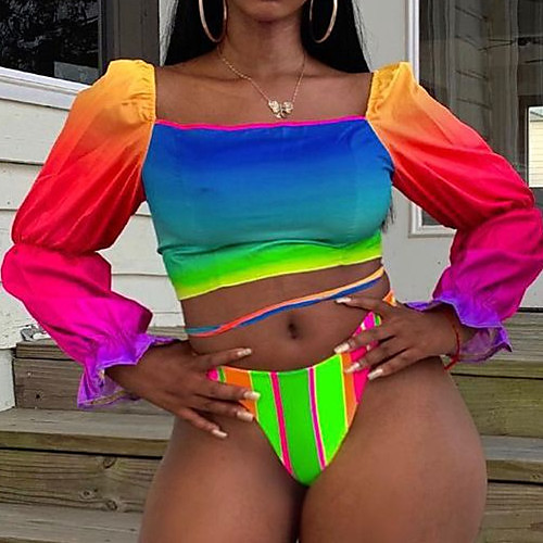Women's Bikini 2 Piece Swimsuit Push Up Rainbow Rainbow Swimwear Padded Scoop Neck Bathing Suits New Casual Sexy
Women's Bikini 2 Piece Swimsuit Push Up Rainbow Rainbow Swimwear Padded Scoop Neck Bathing Suits New Casual Sexy