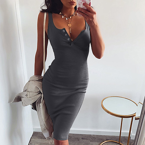 Women's Strap Dress Knee Length Dress Blushing Pink Gray Black Red Apricot Sleeveless Solid Color Spring Summer Casual / Daily Slim 2021 S M L XL 2XL 3XL
Women's Strap Dress Knee Length Dress Blushing Pink Gray Black Red Apricot Sleeveless Solid Color Spring Summer Casual / Daily Slim 2021 S M L XL 2XL 3XL