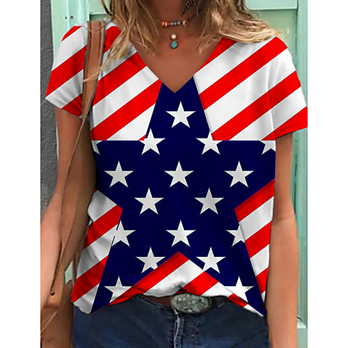 Women's Painting T shirt Striped Color Block Geometric Print V Neck Basic Tops Blue
Women's Painting T shirt Striped Color Block Geometric Print V Neck Basic Tops Blue