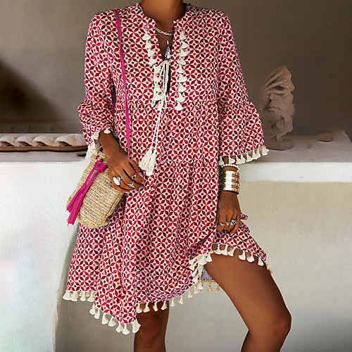 Women's Short Mini Dress Green Red 3/4-Length Sleeve Print Spring & Fall Casual 2021 S M L XL XXL
Women's Short Mini Dress Green Red 3/4-Length Sleeve Print Spring & Fall Casual 2021 S M L XL XXL
