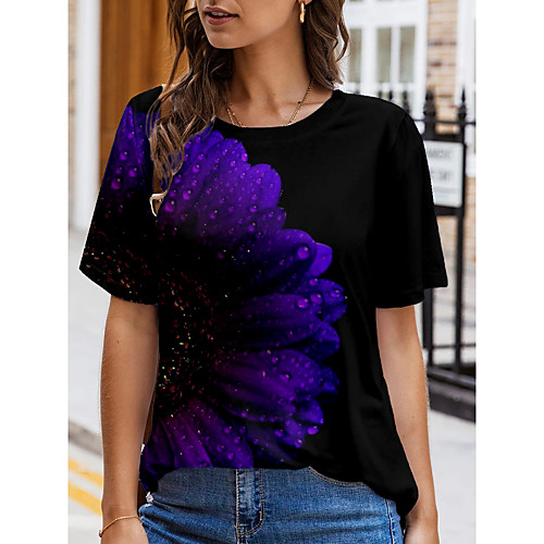 Women's Floral Theme Painting T shirt Floral Sunflower Print Round Neck Basic Tops Purple
Women's Floral Theme Painting T shirt Floral Sunflower Print Round Neck Basic Tops Purple