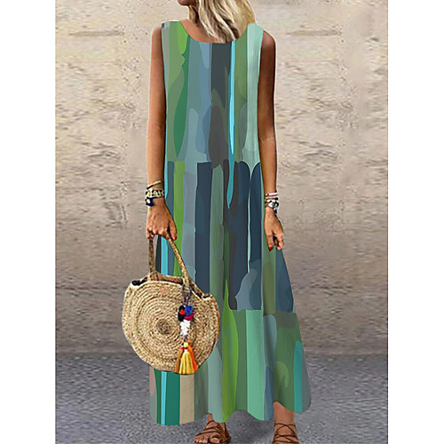 Women's Shift Dress Maxi long Dress Green Sleeveless Striped Print Summer Round Neck Elegant 2021 S M L XL XXL 3XL
Women's Shift Dress Maxi long Dress Green Sleeveless Striped Print Summer Round Neck Elegant 2021 S M L XL XXL 3XL