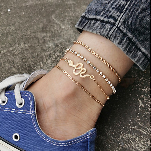 Anklet Stylish Simple European Women's Body Jewelry For Street Holiday Layered Rhinestone Alloy Snake Gold 4 Pieces
Anklet Stylish Simple European Women's Body Jewelry For Street Holiday Layered Rhinestone Alloy Snake Gold 4 Pieces