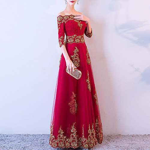 A-Line Glittering Floral Engagement Formal Evening Dress Off Shoulder Half Sleeve Floor Length Lace Tulle with Embroidery Appliques 2021
A-Line Glittering Floral Engagement Formal Evening Dress Off Shoulder Half Sleeve Floor Length Lace Tulle with Embroidery Appliques 2021