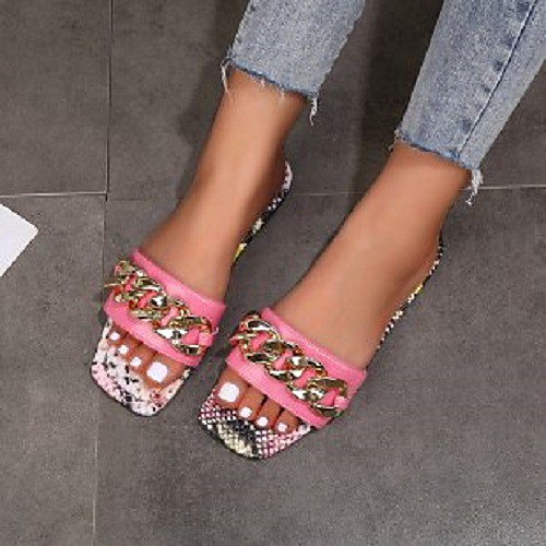 Women's Sandals Outdoor Slippers Flat Heel Square Toe PU Leopard Snake Black Pink Beige
Women's Sandals Outdoor Slippers Flat Heel Square Toe PU Leopard Snake Black Pink Beige