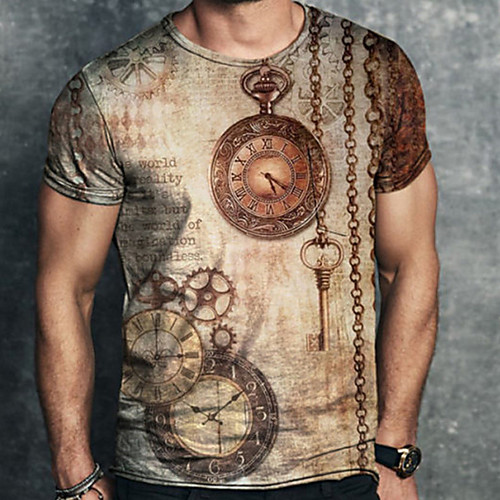 Men's Tee T shirt Shirt 3D Print Graphic Clock Plus Size Short Sleeve Casual Tops Basic Designer Slim Fit Big and Tall Brown
Men's Tee T shirt Shirt 3D Print Graphic Clock Plus Size Short Sleeve Casual Tops Basic Designer Slim Fit Big and Tall Brown