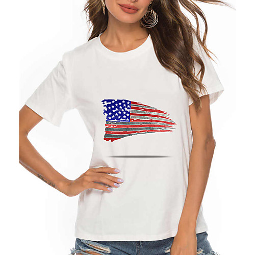 Women's Painting T shirt USA Stars and Stripes National Flag Print Round Neck Basic Tops 100% Cotton Gray White Black
Women's Painting T shirt USA Stars and Stripes National Flag Print Round Neck Basic Tops 100% Cotton Gray White Black