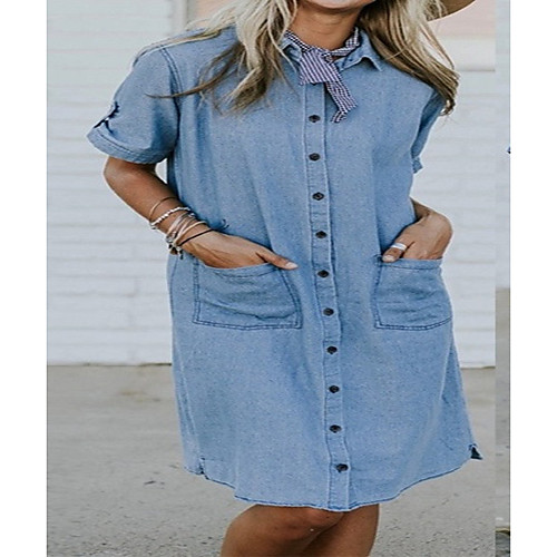 Women's T Shirt Dress Tee Dress Knee Length Dress Light Blue Dark Blue Short Sleeve Solid Color Spring Summer Casual 2021 S M L XL XXL XXXL 4XL 5XL / Denim Dress
Women's T Shirt Dress Tee Dress Knee Length Dress Light Blue Dark Blue Short Sleeve Solid Color Spring Summer Casual 2021 S M L XL XXL XXXL 4XL 5XL / Denim Dress