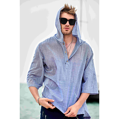Men's Shirt non-printing Striped Half Sleeve Daily Tops Cotton Basic Hooded Blue Khaki Light Blue
Men's Shirt non-printing Striped Half Sleeve Daily Tops Cotton Basic Hooded Blue Khaki Light Blue