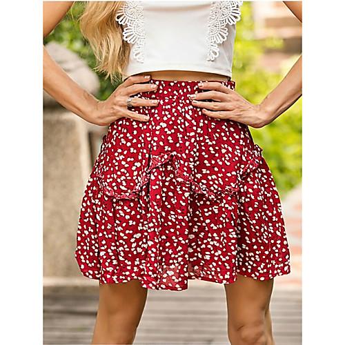 Women's Daily Weekend Basic Streetwear Skirts Floral / Botanical Graphic Ruffle Print Red
Women's Daily Weekend Basic Streetwear Skirts Floral / Botanical Graphic Ruffle Print Red