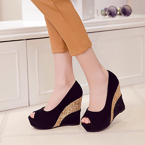 Women's Heels Wedge Heel Round Toe PU Sequin Solid Colored Almond Fuchsia Black
Women's Heels Wedge Heel Round Toe PU Sequin Solid Colored Almond Fuchsia Black