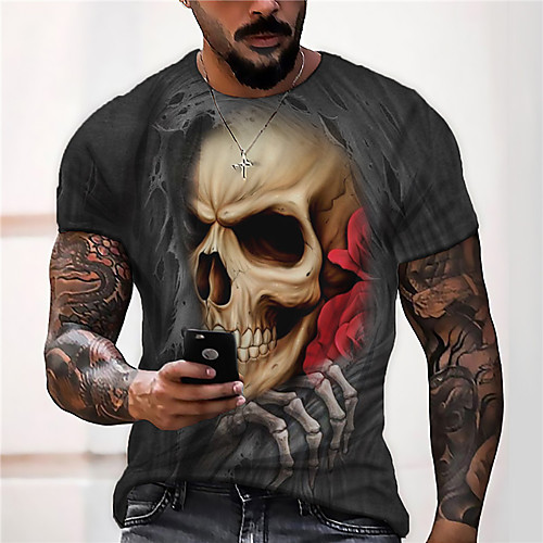 Men's Tee T shirt Shirt 3D Print Graphic Prints Skull Print Short Sleeve Daily Tops Casual Designer Big and Tall Black / Gray Dark Gray
Men's Tee T shirt Shirt 3D Print Graphic Prints Skull Print Short Sleeve Daily Tops Casual Designer Big and Tall Black / Gray Dark Gray