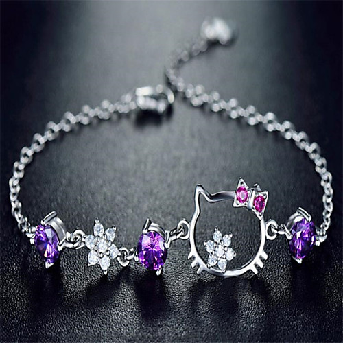 Women's Chain Bracelet Tennis Bracelet Bracelet Classic Fashion Fashion Trendy Casual / Sporty Korean Cute Copper Bracelet Jewelry Purple / White For Sport Gift Date Birthday Festival / Silver Plated
Women's Chain Bracelet Tennis Bracelet Bracelet Classic Fashion Fashion Trendy Casual / Sporty Korean Cute Copper Bracelet Jewelry Purple / White For Sport Gift Date Birthday Festival / Silver Plated
