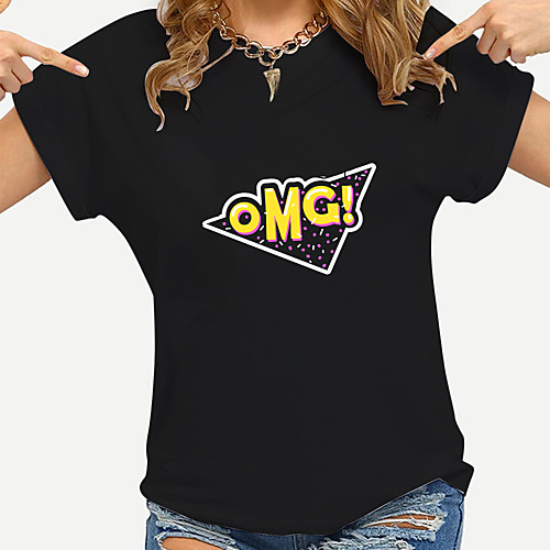 Women's Painting T shirt Text Print Round Neck Basic Tops Cotton Yellow Blushing Pink Fuchsia
Women's Painting T shirt Text Print Round Neck Basic Tops Cotton Yellow Blushing Pink Fuchsia