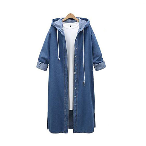 Women's Coat Daily Wear Spring Summer Long Coat U Neck Regular Fit Casual Jacket Solid Color Zipper Light Blue Navy Blue
Women's Coat Daily Wear Spring Summer Long Coat U Neck Regular Fit Casual Jacket Solid Color Zipper Light Blue Navy Blue