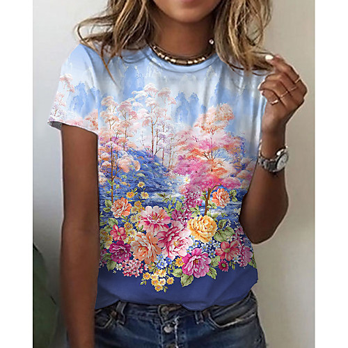 Women's Floral Theme Abstract 3D Printed T shirt Floral Scenery 3D Print Round Neck Basic Tops Blue
Women's Floral Theme Abstract 3D Printed T shirt Floral Scenery 3D Print Round Neck Basic Tops Blue
