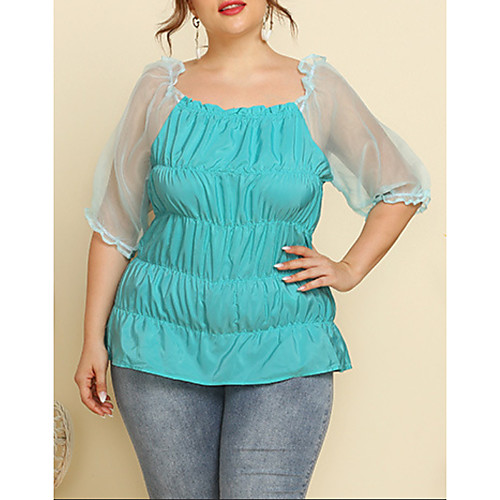 Women's Plus Size Tops Blouse Plain Ruffle Half Sleeve Square Neck Blue Big Size XL XXL 3XL 4XL
Women's Plus Size Tops Blouse Plain Ruffle Half Sleeve Square Neck Blue Big Size XL XXL 3XL 4XL