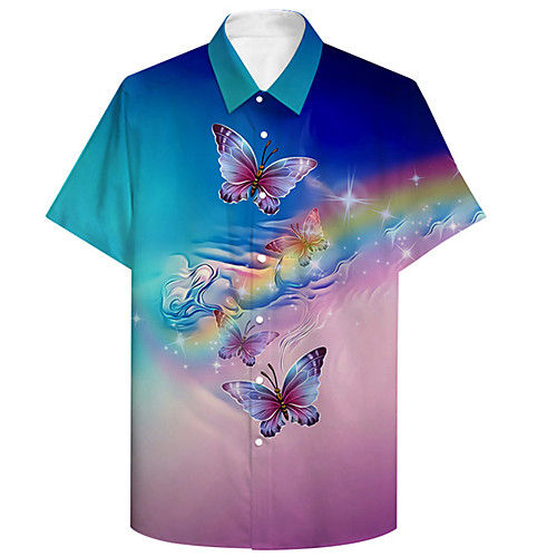 Men's Shirt 3D Print Rainbow Butterfly Plus Size 3D Print Button-Down Short Sleeve Casual Tops Casual Fashion Breathable Comfortable Blue / Sports
Men's Shirt 3D Print Rainbow Butterfly Plus Size 3D Print Button-Down Short Sleeve Casual Tops Casual Fashion Breathable Comfortable Blue / Sports