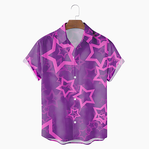 Men's Shirt 3D Print Star Plus Size 3D Print Button-Down Short Sleeve Casual Tops Casual Fashion Streetwear Breathable Purple / Sports
Men's Shirt 3D Print Star Plus Size 3D Print Button-Down Short Sleeve Casual Tops Casual Fashion Streetwear Breathable Purple / Sports