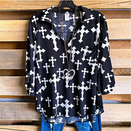 Women's Plus Size Tops Blouse Shirt Pattern 3/4 Length Sleeve V Neck Black Big Size L XL XXL XXXL / Cotton / Cotton
Women's Plus Size Tops Blouse Shirt Pattern 3/4 Length Sleeve V Neck Black Big Size L XL XXL XXXL / Cotton / Cotton