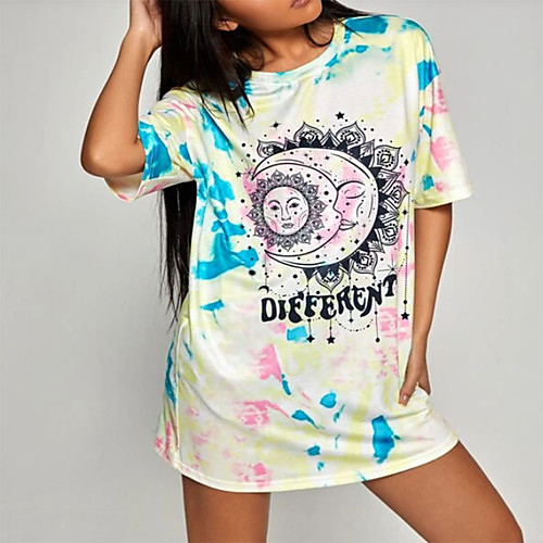 Women's Painting T shirt Dress Graphic Tie Dye Text Print Round Neck Basic Tops Yellow
Women's Painting T shirt Dress Graphic Tie Dye Text Print Round Neck Basic Tops Yellow
