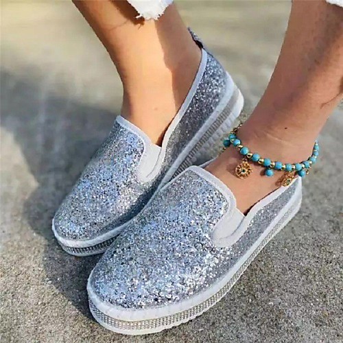 Women's Loafers & Slip-Ons Slip-on Sneakers Sparkling Shoes Flat Heel Round Toe PU Sequin Solid Colored Black Pink Gold
Women's Loafers & Slip-Ons Slip-on Sneakers Sparkling Shoes Flat Heel Round Toe PU Sequin Solid Colored Black Pink Gold