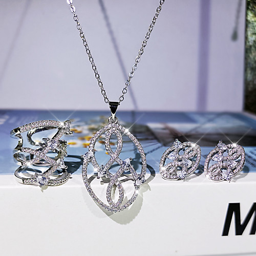 Women's Clear Cubic Zirconia Jewelry Set Bridal Jewelry Sets Geometrical Totem Series Floral Theme Swan Luxury Elegant Fashion European Earrings Jewelry Silver For Wedding Anniversary Party Evening
Women's Clear Cubic Zirconia Jewelry Set Bridal Jewelry Sets Geometrical Totem Series Floral Theme Swan Luxury Elegant Fashion European Earrings Jewelry Silver For Wedding Anniversary Party Evening