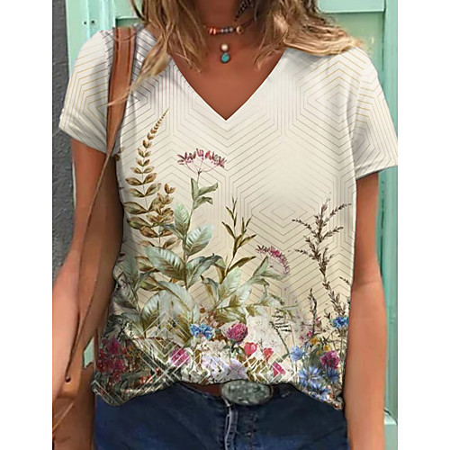 Women's Floral Theme Painting T shirt Floral Plants Print V Neck Basic Tops Yellow
Women's Floral Theme Painting T shirt Floral Plants Print V Neck Basic Tops Yellow