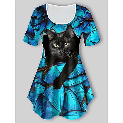 Women's Plus Size Tops T shirt Cat Graphic Animal Print Short Sleeve Crewneck Basic Blue Big Size XL XXL 3XL 4XL 5XL / Holiday
Women's Plus Size Tops T shirt Cat Graphic Animal Print Short Sleeve Crewneck Basic Blue Big Size XL XXL 3XL 4XL 5XL / Holiday