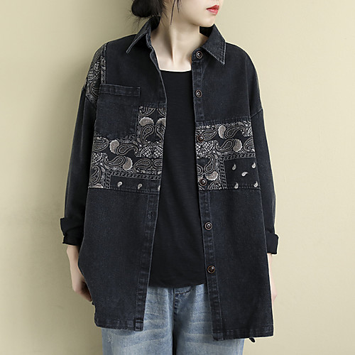 Women's Coat Casual / Daily Spring Regular Coat Regular Fit Casual Jacket Pattern Bell Bottom Black / Cotton
Women's Coat Casual / Daily Spring Regular Coat Regular Fit Casual Jacket Pattern Bell Bottom Black / Cotton
