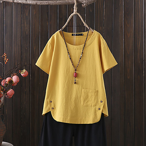 Women's Plus Size Tops Blouse Shirt Solid Color Short Sleeve V Neck Navy Yellow White Big Size L XL XXL 3XL
Women's Plus Size Tops Blouse Shirt Solid Color Short Sleeve V Neck Navy Yellow White Big Size L XL XXL 3XL