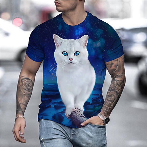 Men's Unisex Tee T shirt Shirt 3D Print Cat Graphic Prints Print Short Sleeve Daily Tops Casual Designer Big and Tall Blue
Men's Unisex Tee T shirt Shirt 3D Print Cat Graphic Prints Print Short Sleeve Daily Tops Casual Designer Big and Tall Blue